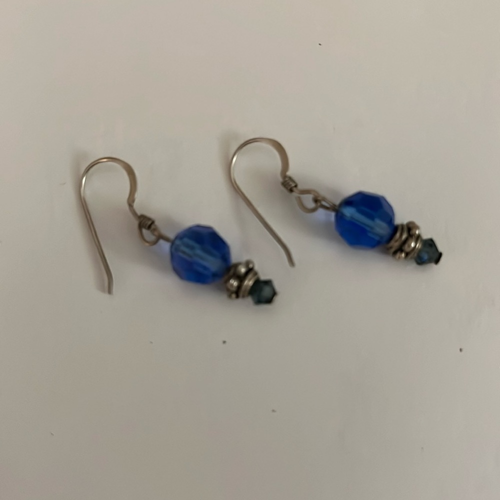 Blue gemstone droplet earrings